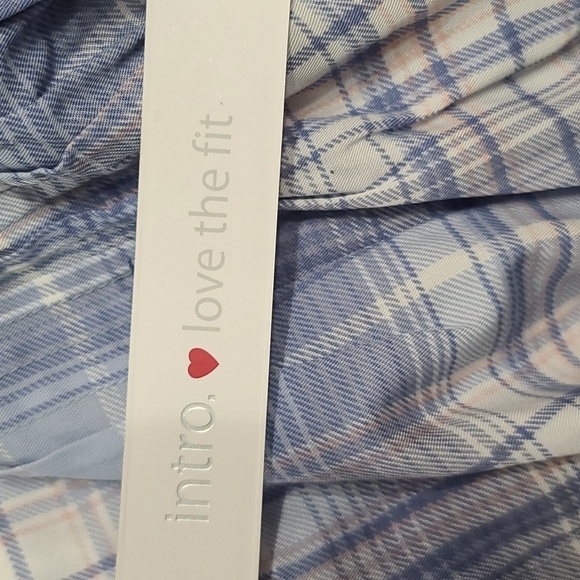 NWT Intro Womens Blouse Blue/White Plaid Pleated V-neck Sz XL - Picture 7 of 11